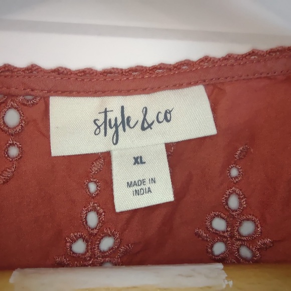 Style & Co. Womens Eyelet boho long Sleeve top 2x - Picture 5 of 5